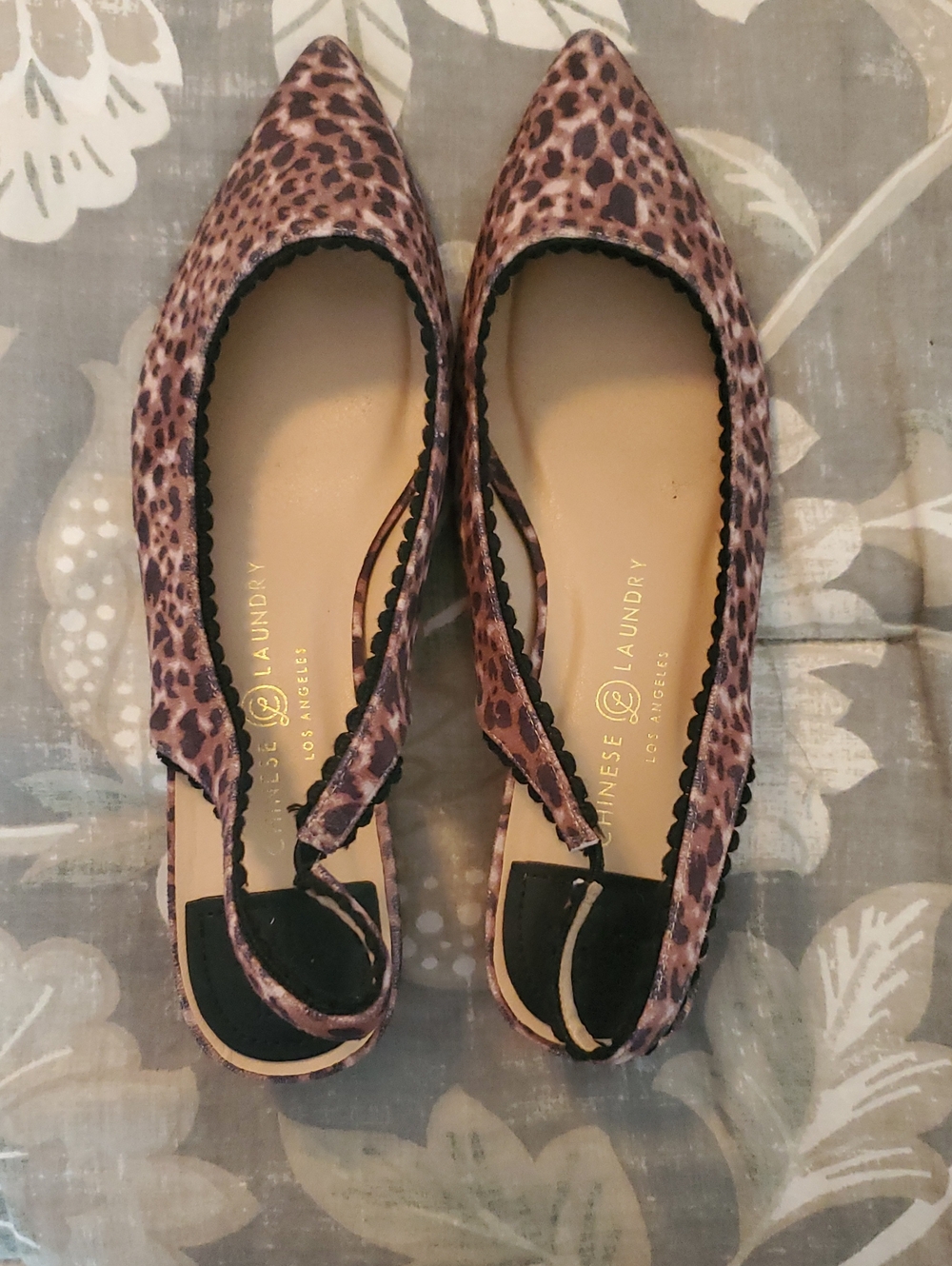 Chinese Laundry Leopard-Print Pointed Toe Slingbacks in Brown and Black